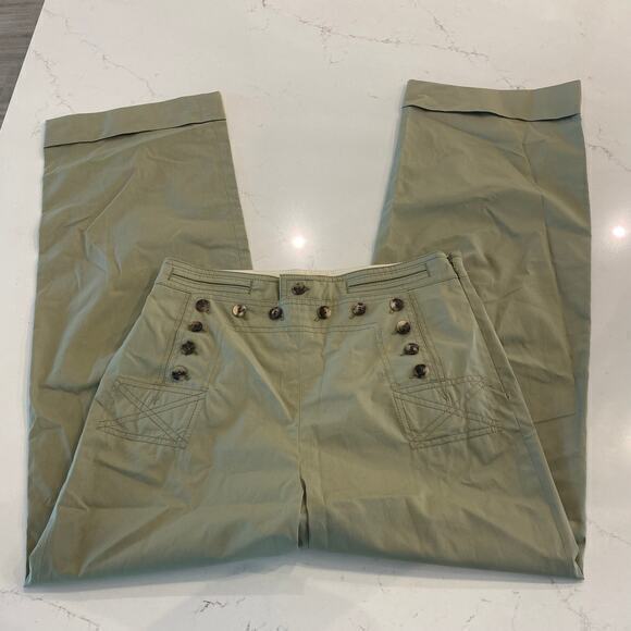 Tory‎ Burch Sailor Pants Wide Leg Green Size 2 - Picture 5 of 12
